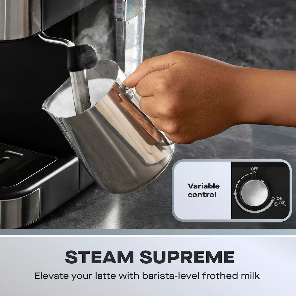 Máquina de Espresso con Vaporizador de Leche Daewoo Espresso Machine with Milk Frother