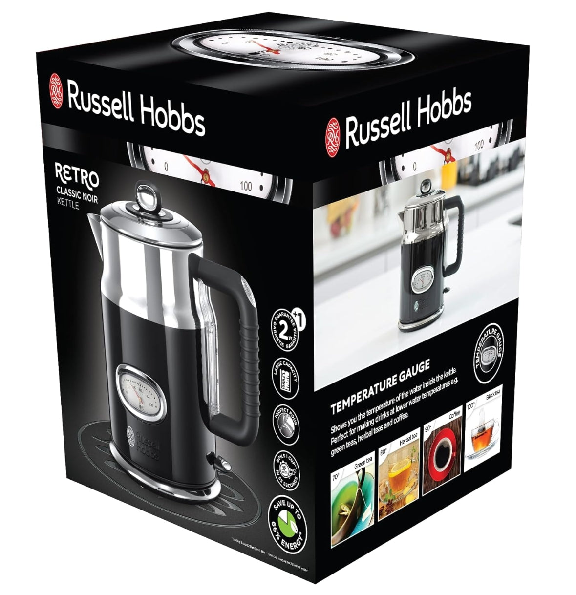 Hervidor Eléctrica Retro Classic Noir 1.7L Russell Hobbs