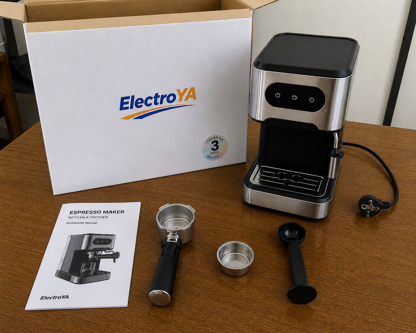 Máquina de Espresso con Vaporizador de Leche Daewoo Espresso Machine with Milk Frother