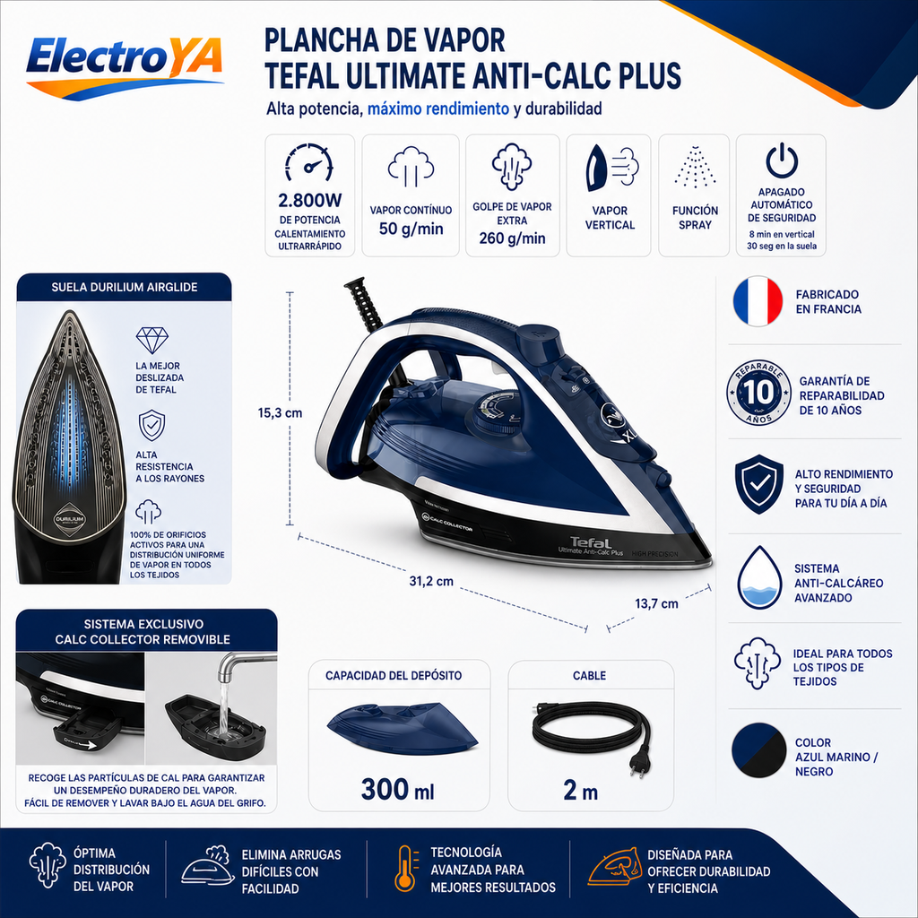 Ferro a Vapor Ultragliss Anti-Calc Plus Tefal Ultragliss Anti-Calc Plus FV6840