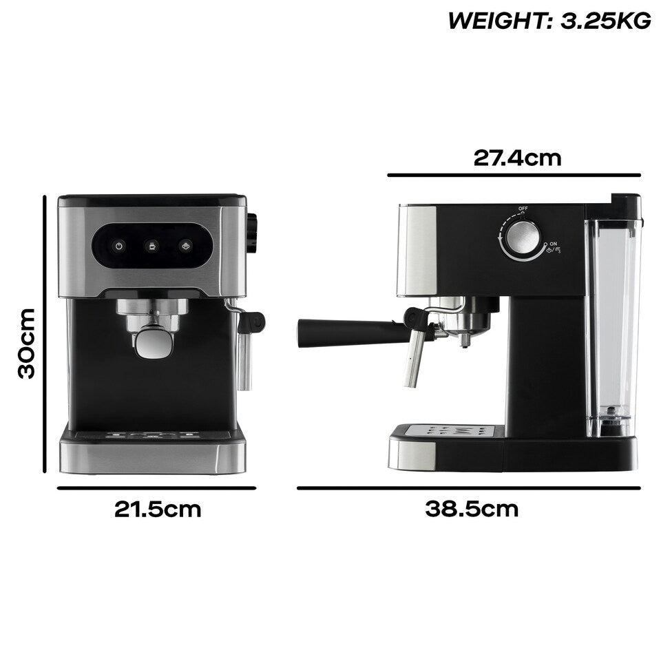 Máquina de Espresso con Vaporizador de Leche Daewoo Espresso Machine with Milk Frother